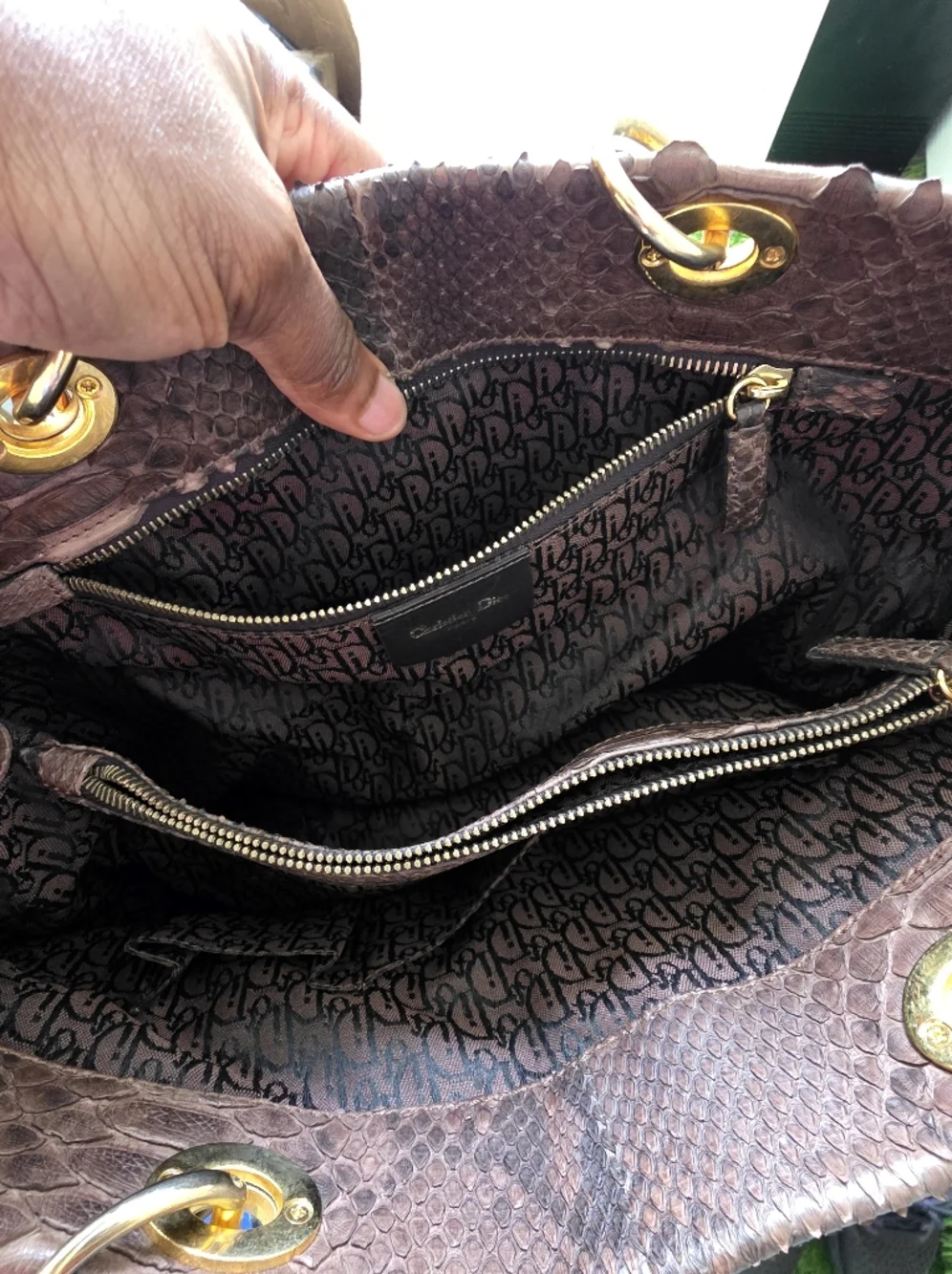 VTG Authentic Christian Dior Paris Exotic leather python Handbag Certified 12x15 - Picture 14 of 16